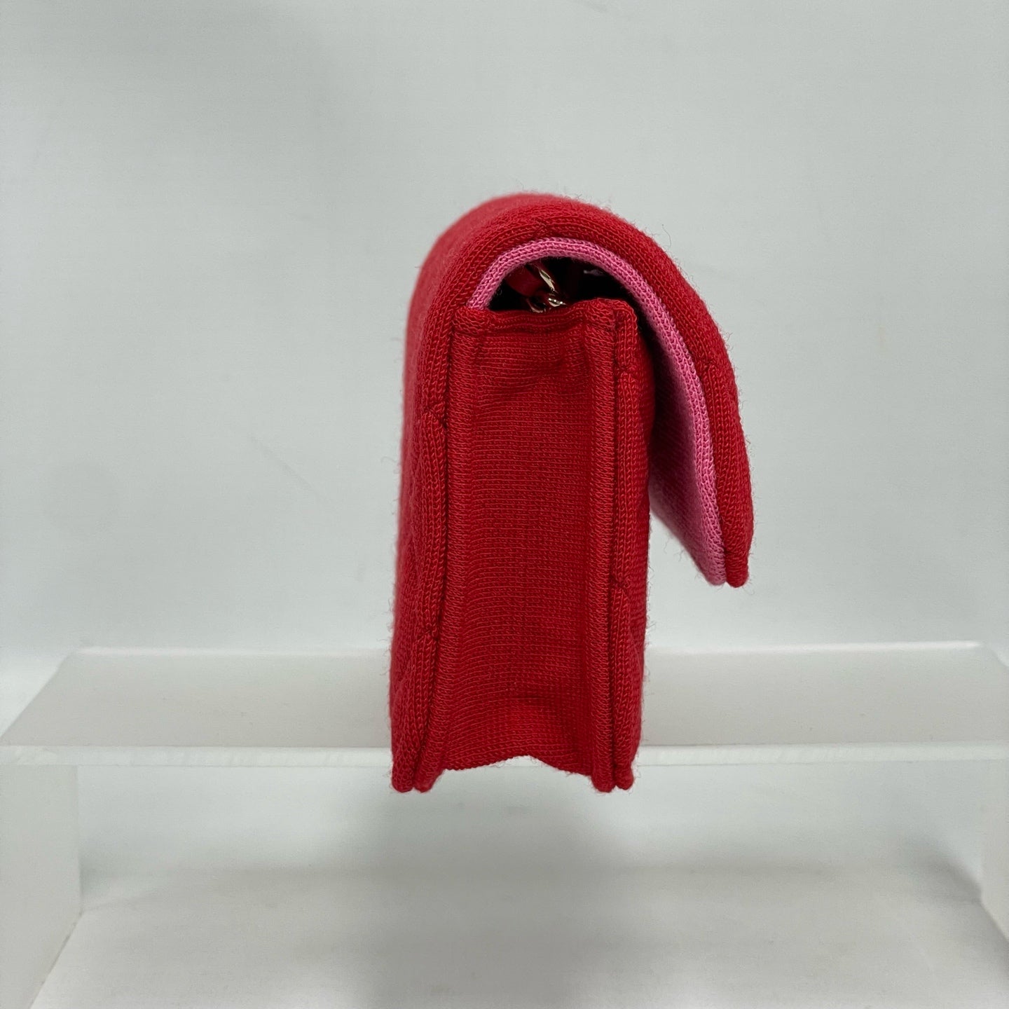 Chanel - Mini Flap Bag - Wool knit fabric - Red with Pink interior - (mini)