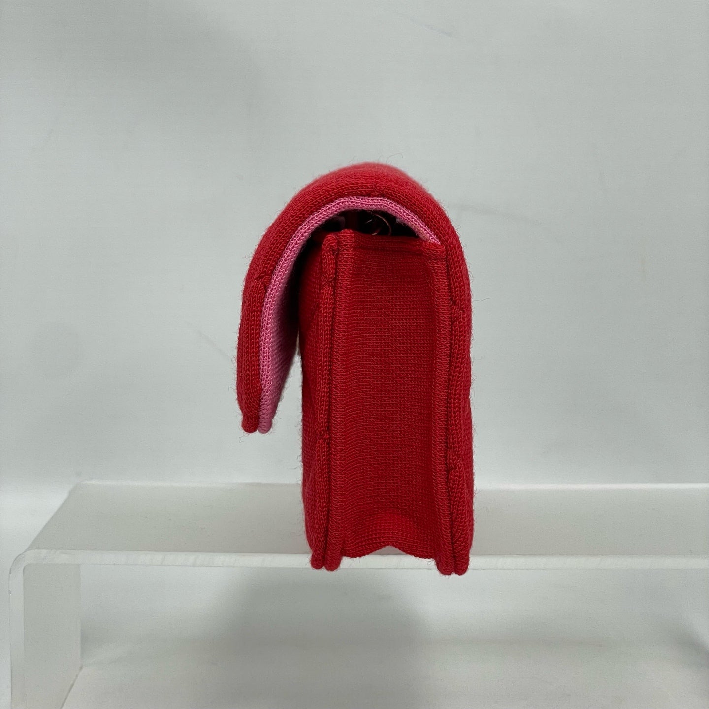 Chanel - Mini Flap Bag - Wool knit fabric - Red with Pink interior - (mini)