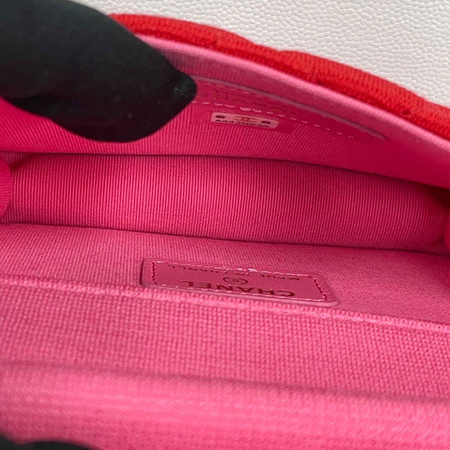 Chanel - Mini Flap Bag - Wool knit fabric - Red with Pink interior - (mini)