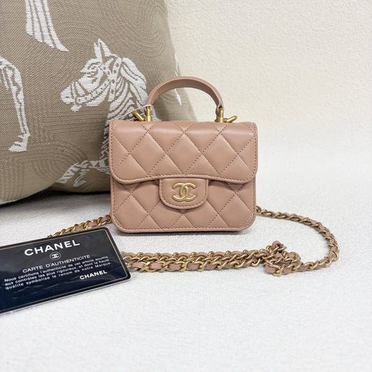 Chanel - Mini Handle WOC - Leather - Beige - (mini)