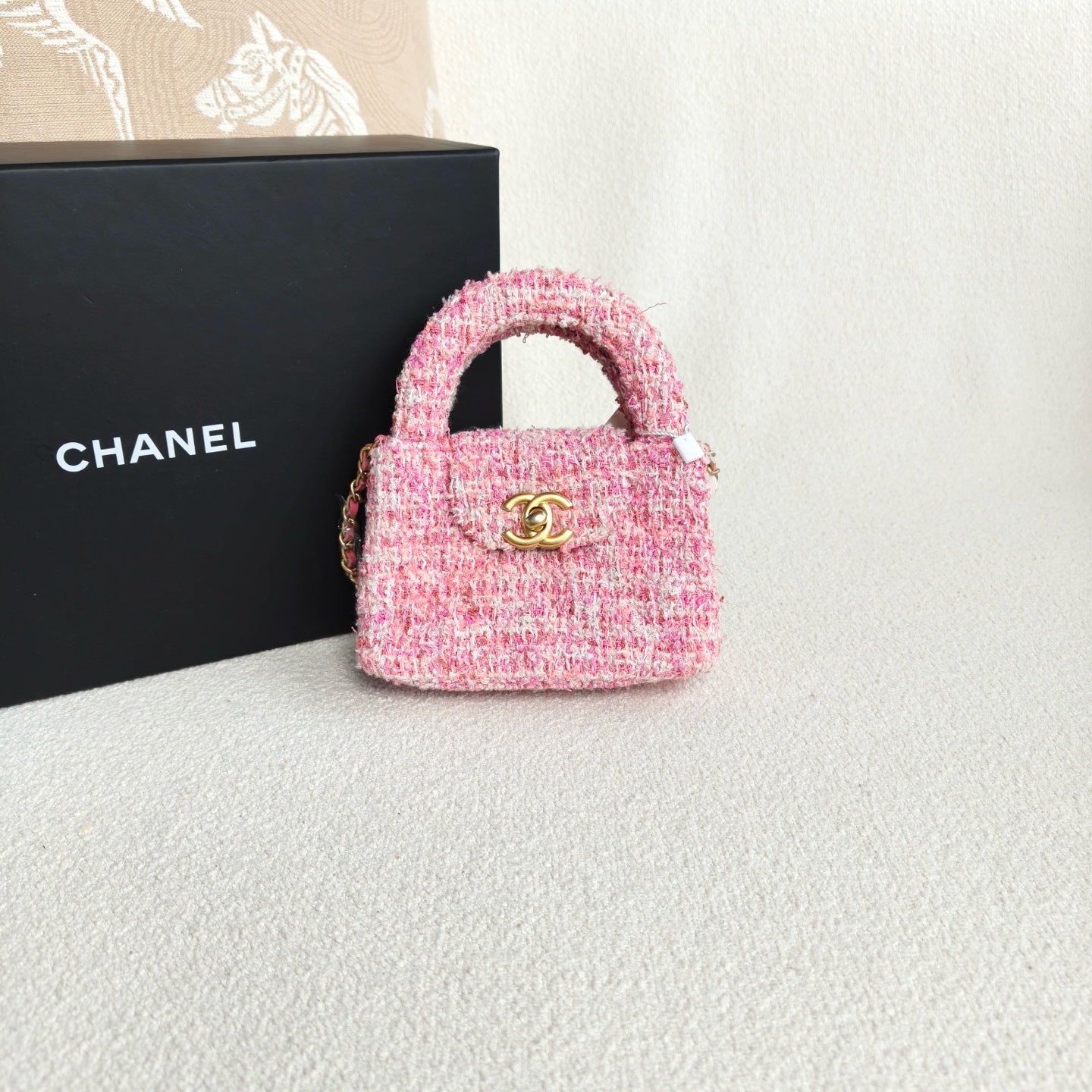 Chanel - Mini Kelly Chain Bag - Tweed - Pink - (mini)