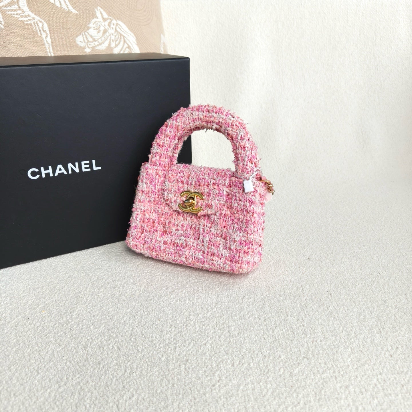 Chanel - Mini Kelly Chain Bag - Tweed - Pink - (mini)
