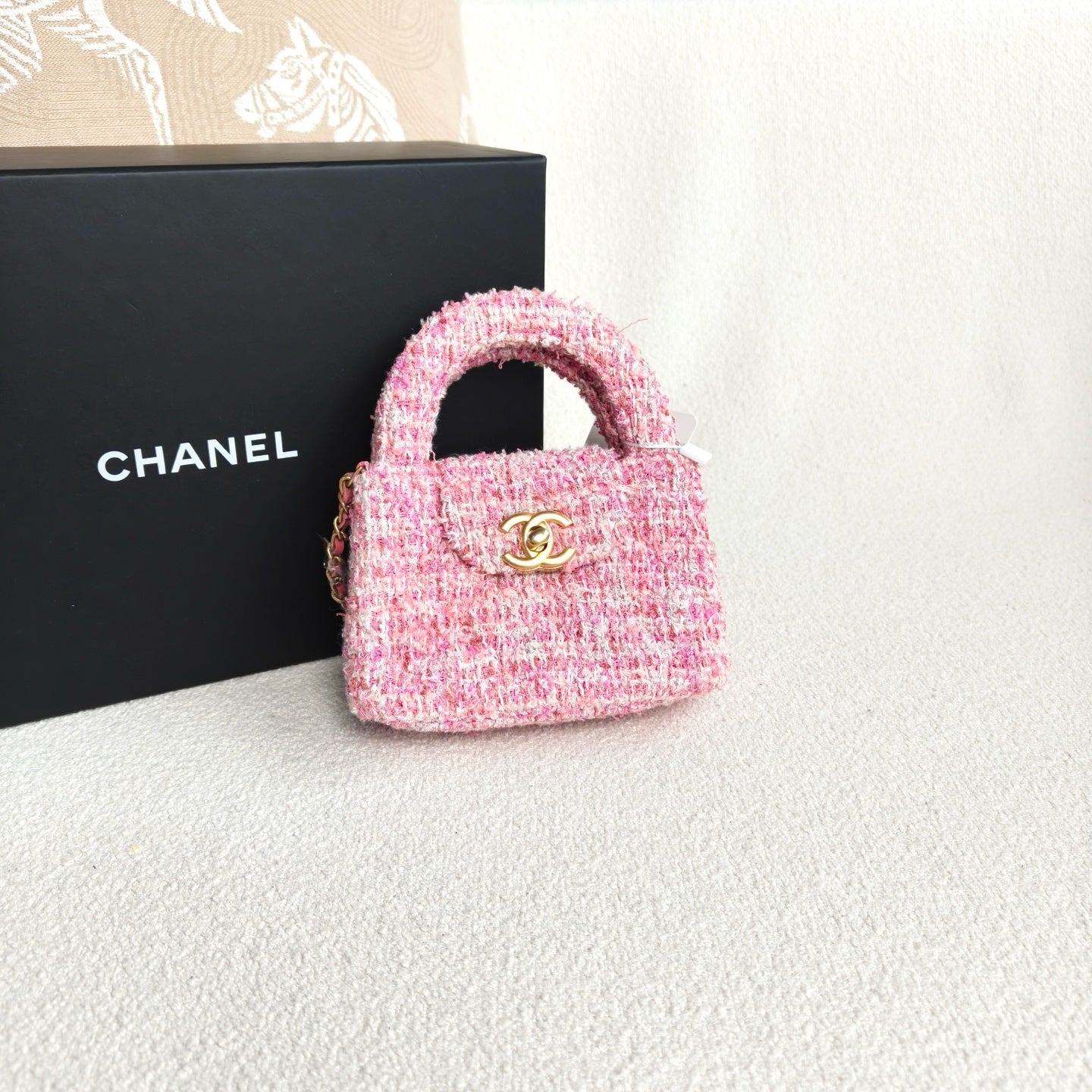 Chanel - Mini Kelly Chain Bag - Tweed - Pink - (mini)