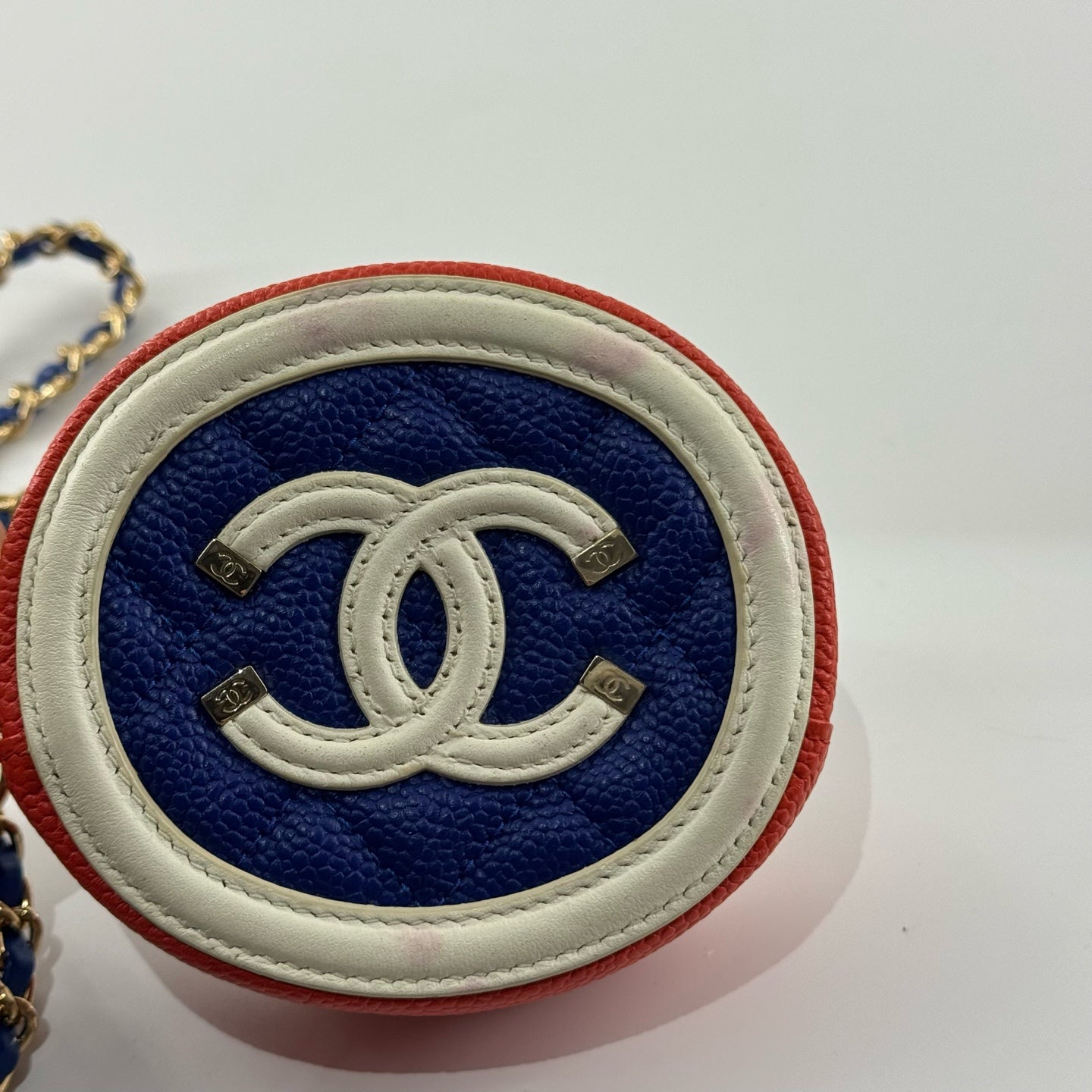 Chanel - Mini Round Coin Purse - Caviar leather and smooth leather - Multicolour - (mini)