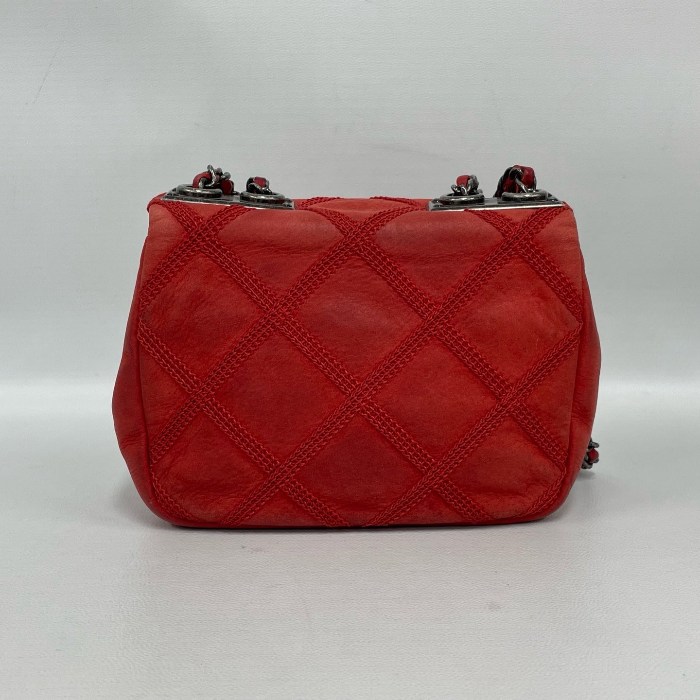 Chanel - Mini Square Flap (CF) - Distressed lambskin leather - Red - (Mini)