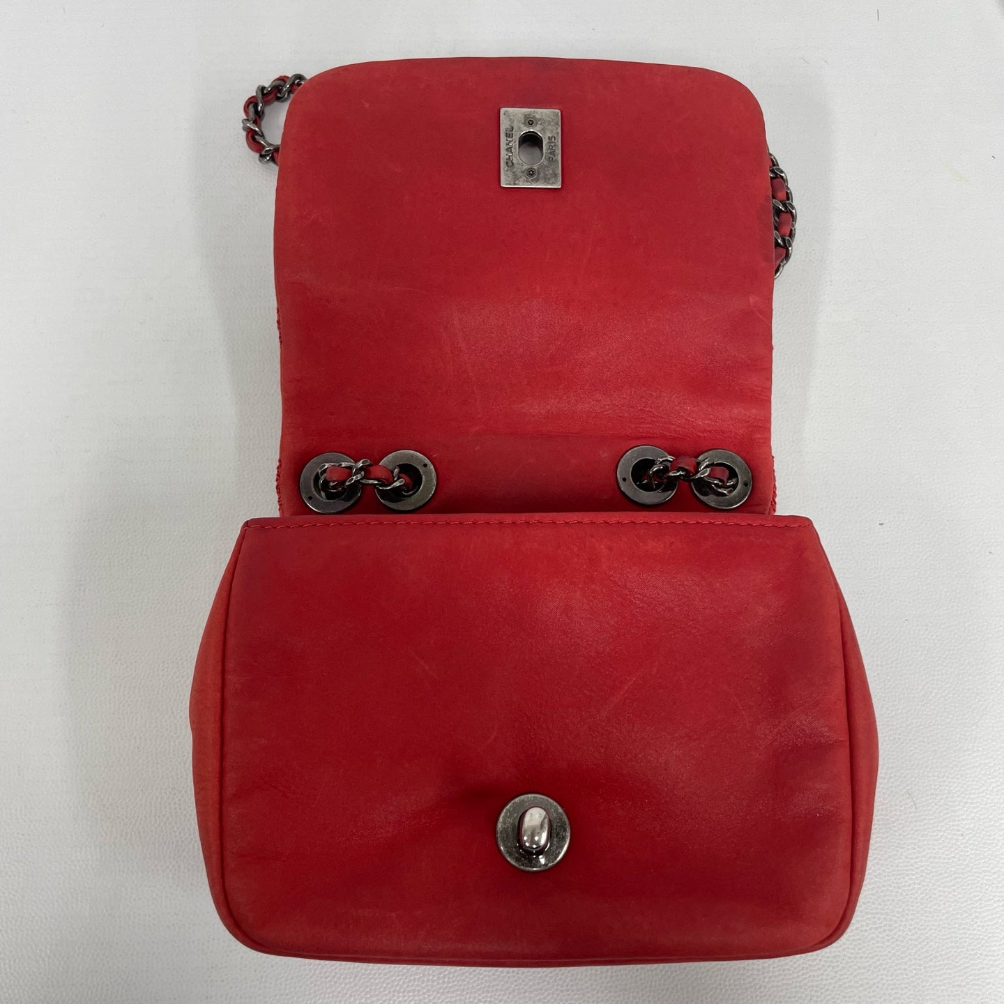 Chanel - Mini Square Flap (CF) - Distressed lambskin leather - Red - (Mini)
