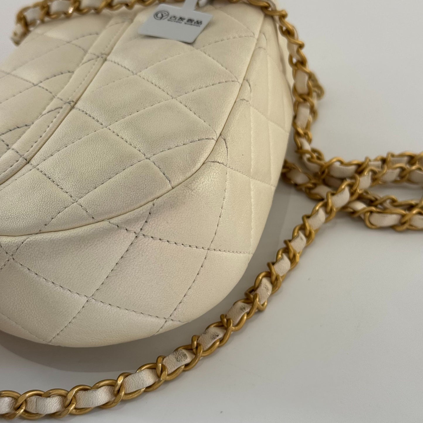 Chanel - Mini Top Handle Flap Bag - Lambskin leather - Iridescent White with Gold-Tone Hardware - (mini)