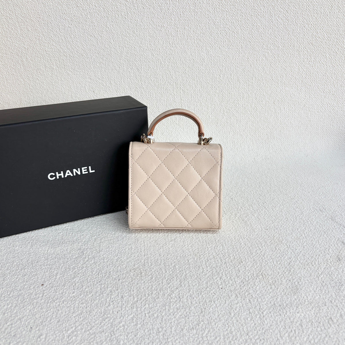 Chanel - Mini Top Handle Flap Bag - Leather - Beige - (mini)