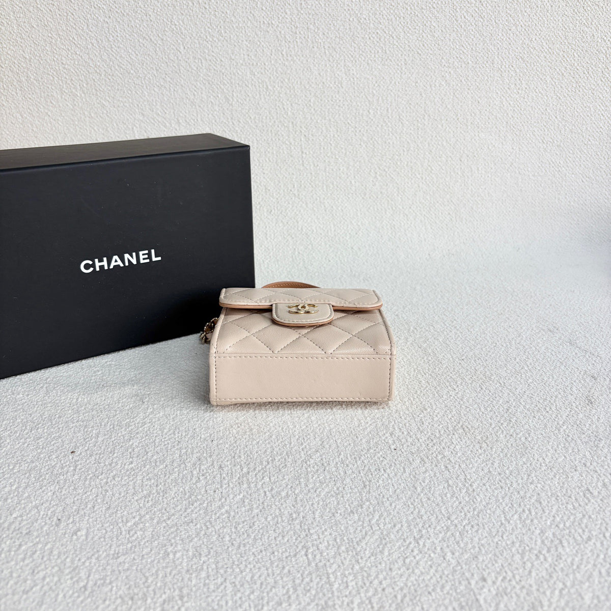 Chanel - Mini Top Handle Flap Bag - Leather - Beige - (mini)