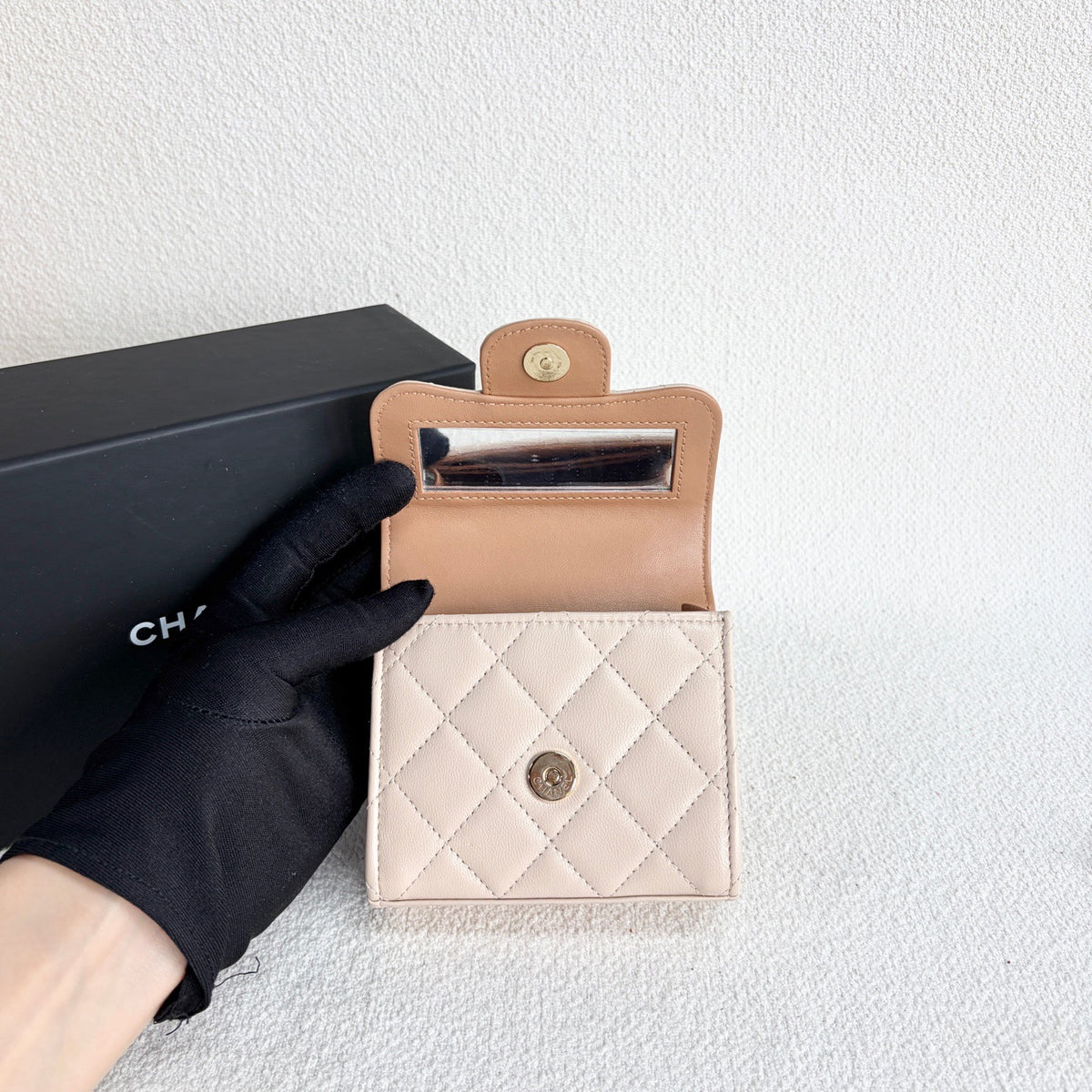 Chanel - Mini Top Handle Flap Bag - Leather - Beige - (mini)