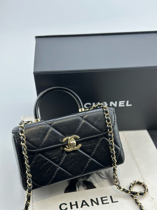 Chanel - Mini Vanity Case - Lambskin leather - Black with Gold-Tone Hardware - (mini)