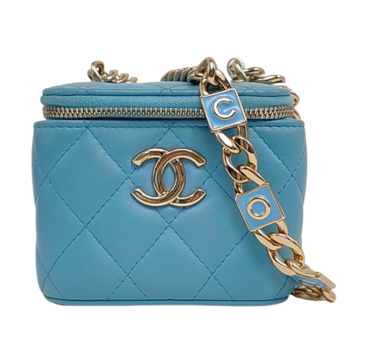 Chanel - Mini Vanity Case - Leather - Blue - (mini)