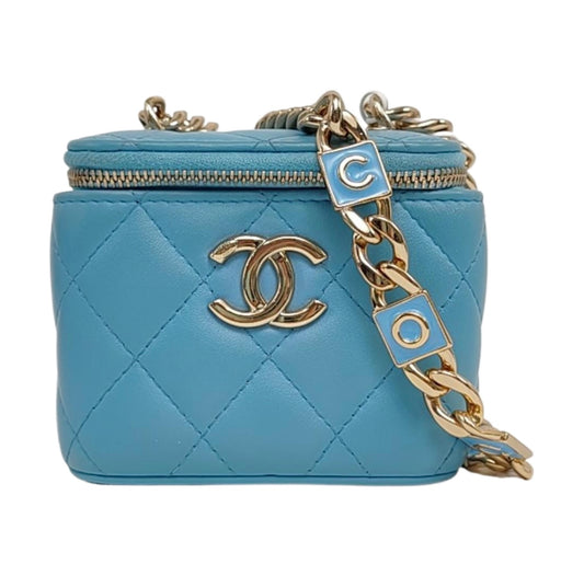 Chanel - Mini Vanity Case - Leather - Blue - (mini)