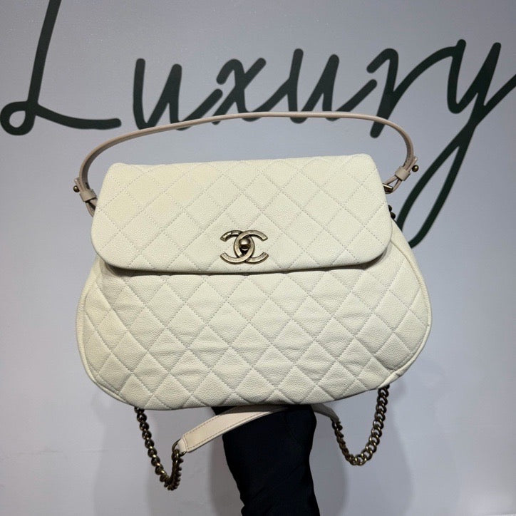 Chanel - Mumbai Airport 2Way Flap Bag - Leather - Beige - (large)