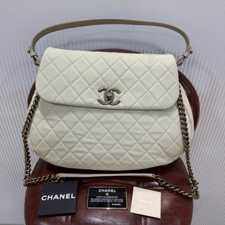 Chanel - Mumbai Airport 2Way Flap Bag - Leather - Beige - (large)
