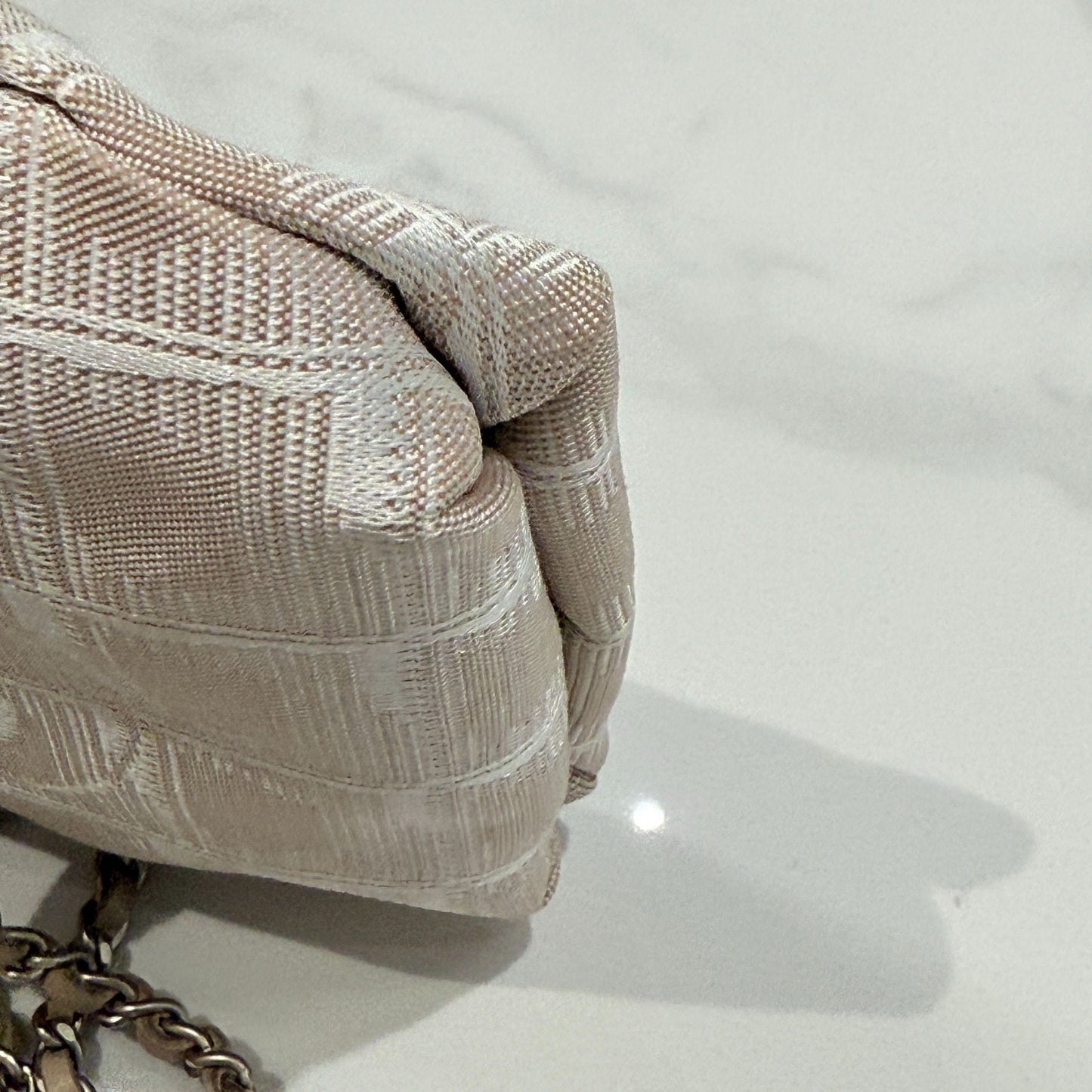 Chanel - New Travel Line Pouch - Woven cloth - Light Beige with Silver-Tone Hardware - (mini)