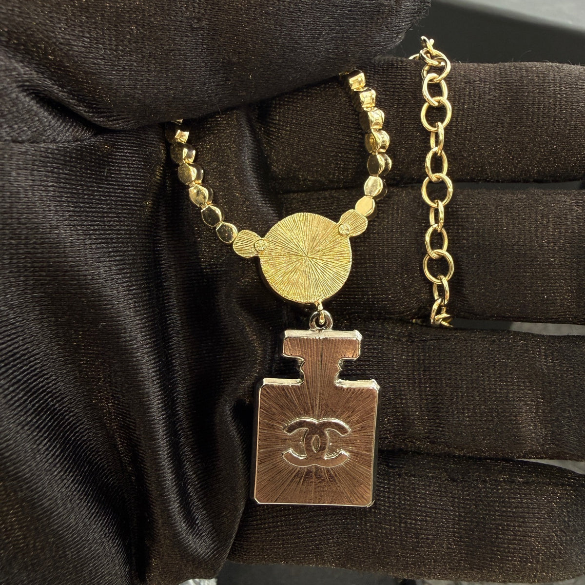 Chanel - No. 5 Perfume Bottle Necklace - Crystal - Gold