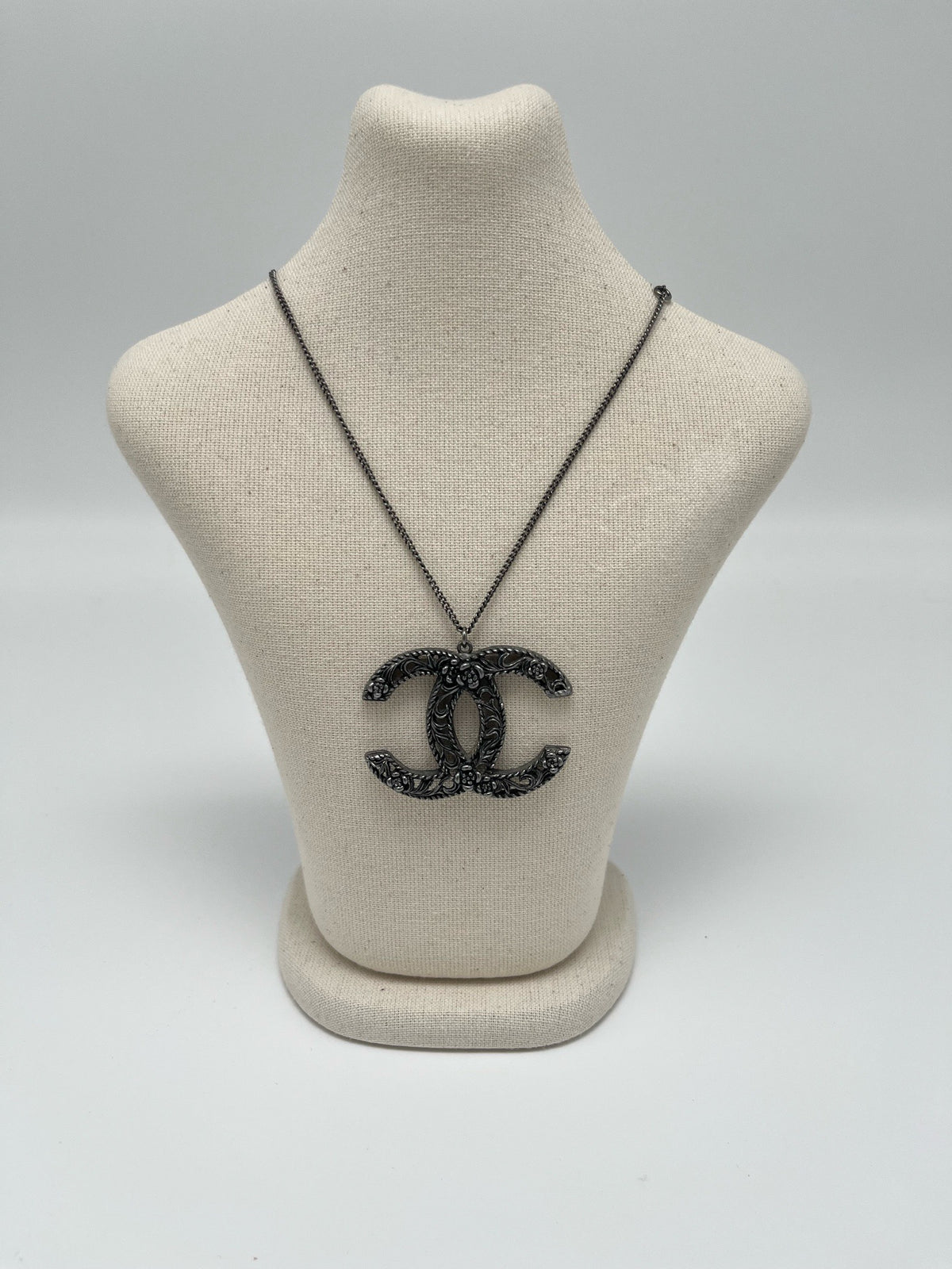 Chanel - Other - Base metal with a blackened silver-tone finish; exact alloy unknown. - Black