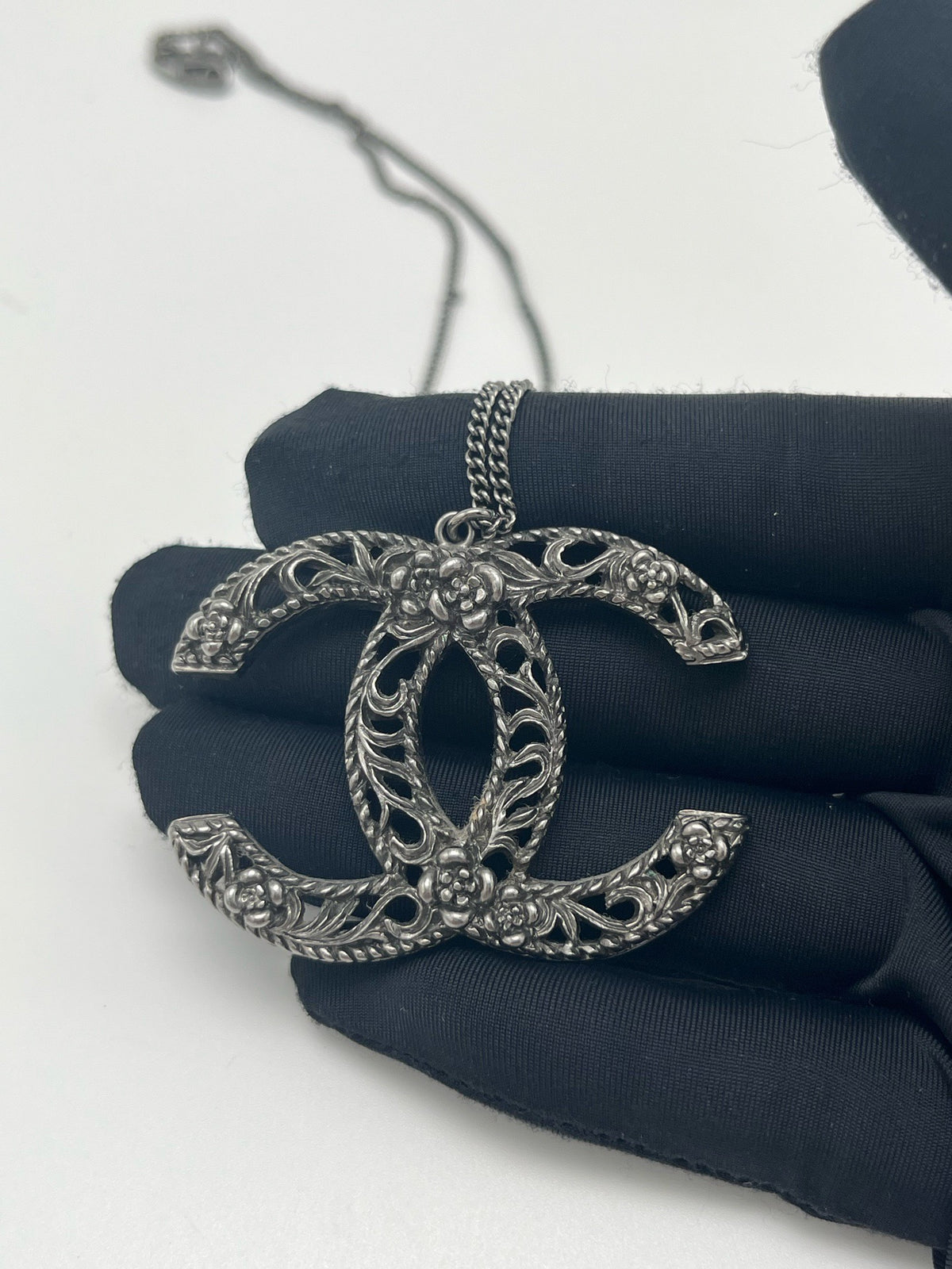 Chanel - Other - Base metal with a blackened silver-tone finish; exact alloy unknown. - Black