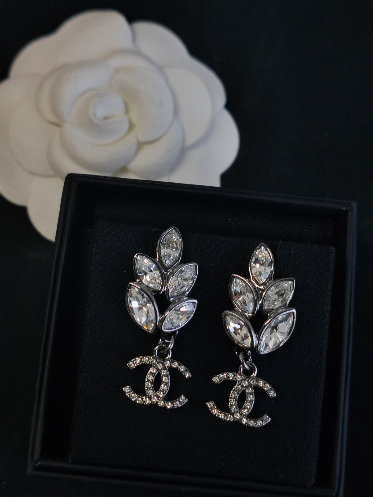 Chanel - Other - Base metal with crystal embellishments. - Silver