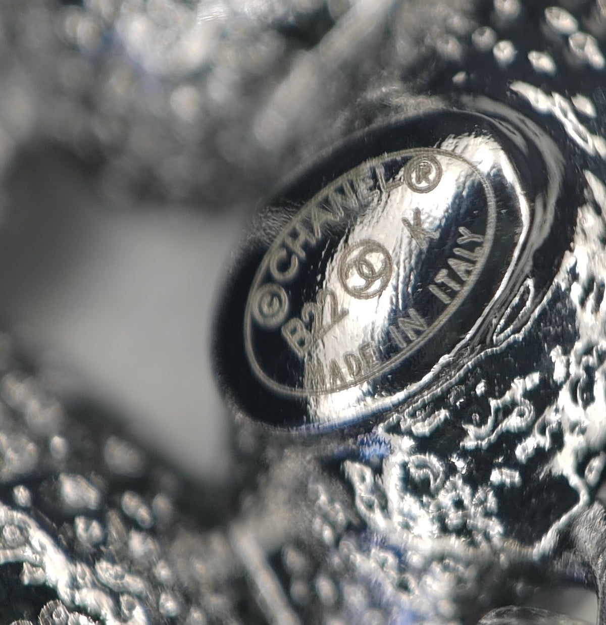 Chanel - Other - Base metal with crystal embellishments. - Silver