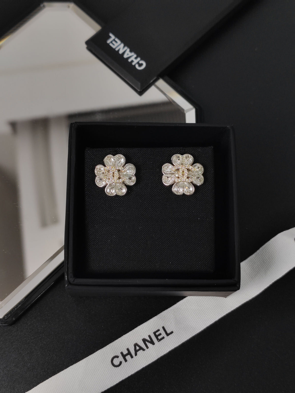 Chanel - Other - Clear rhinestone embellishments; mixed silver-tone and gold-tone finish. - Silver