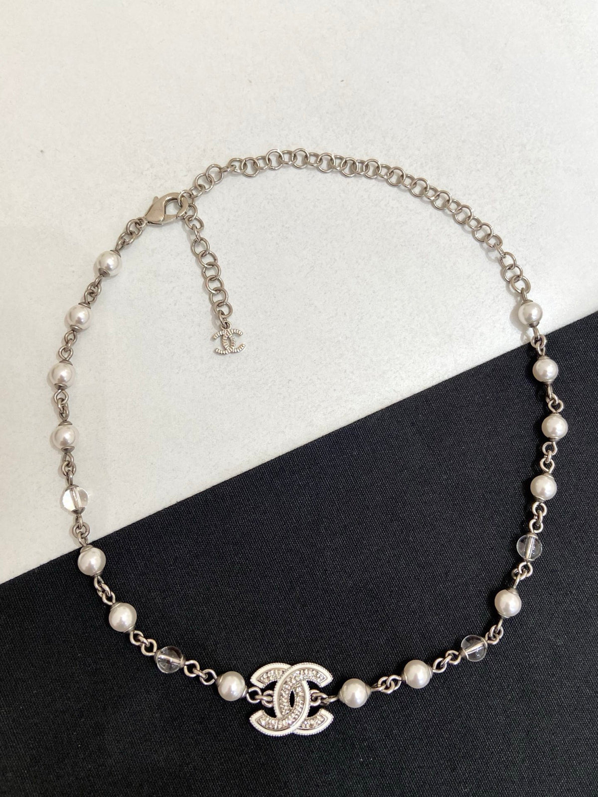 Chanel - Other - Costume-jewellery base metal with faux pearls, glass crystals and white enamel; exact composition is unverified. - White