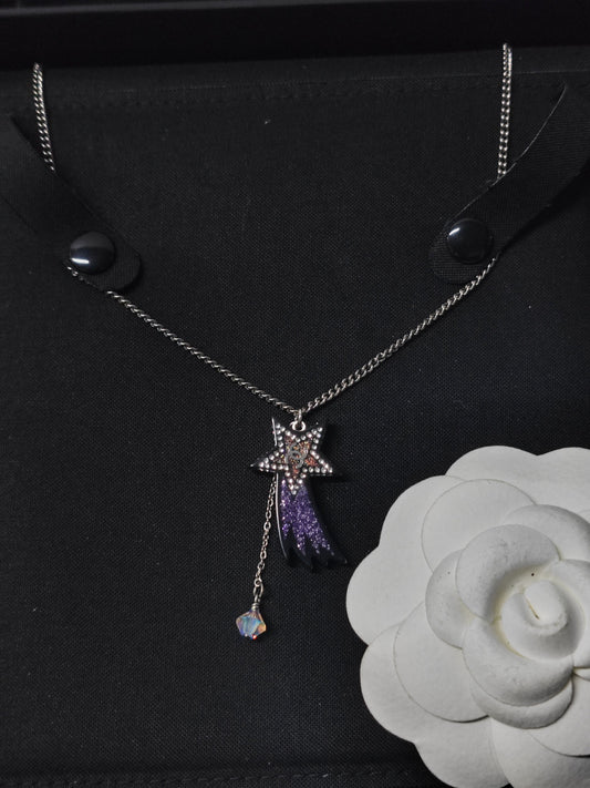 Chanel - Other - Costume jewellery metal with rhinestone embellishments and an acrylic or resin pendant. - Purple