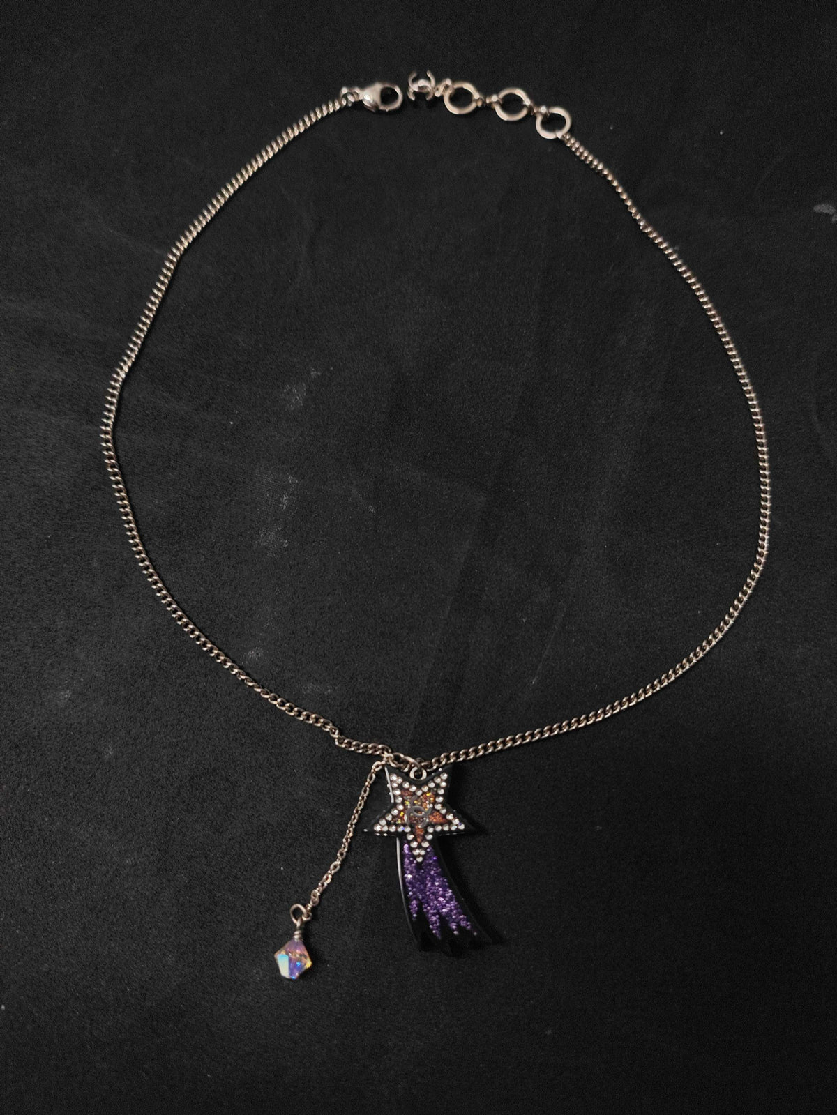 Chanel - Other - Costume jewellery metal with rhinestone embellishments and an acrylic or resin pendant. - Purple