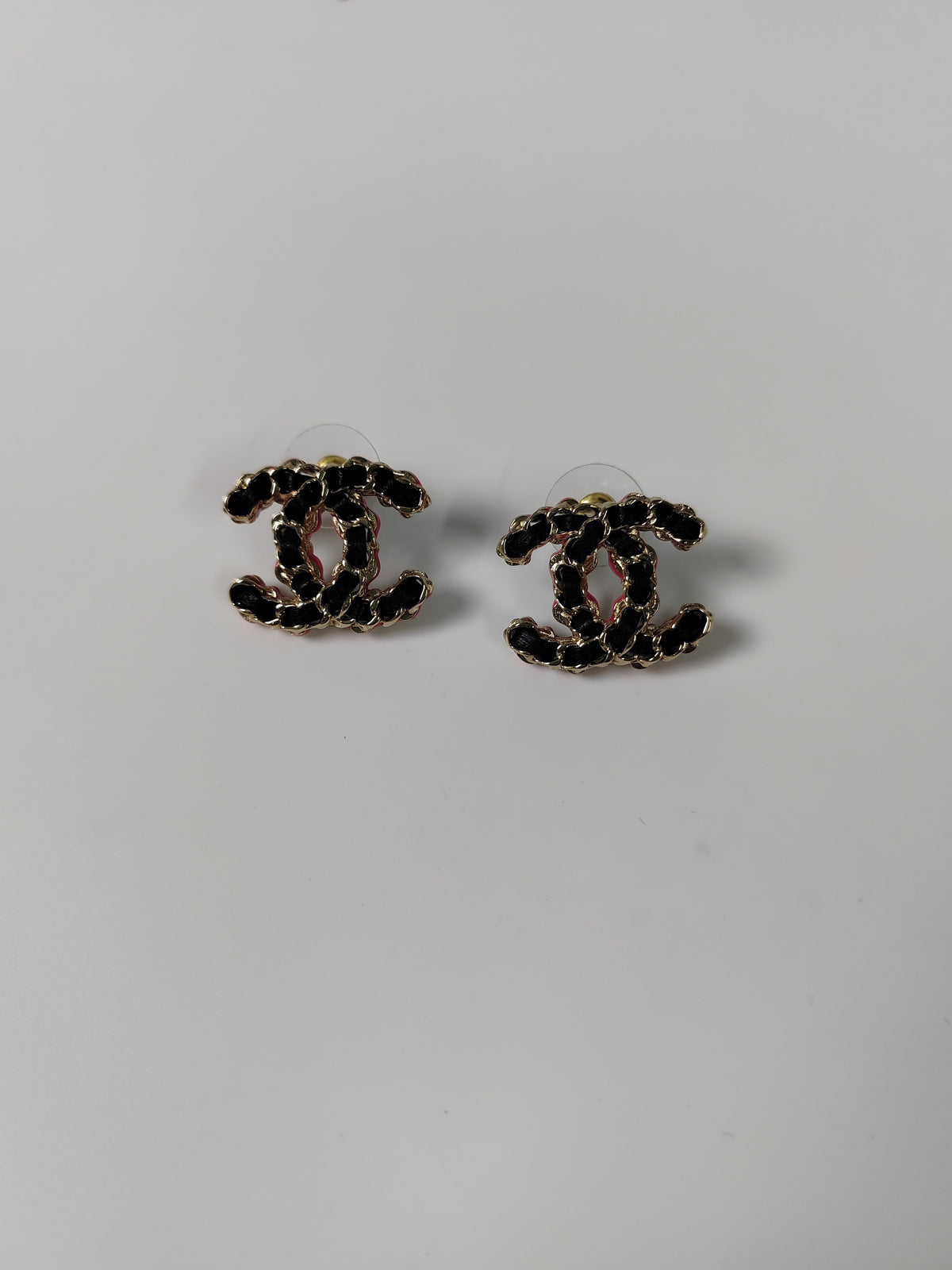 Chanel - Other - Gold-tone base metal with black and pink leather accents; precise alloy unspecified. - Multicolour