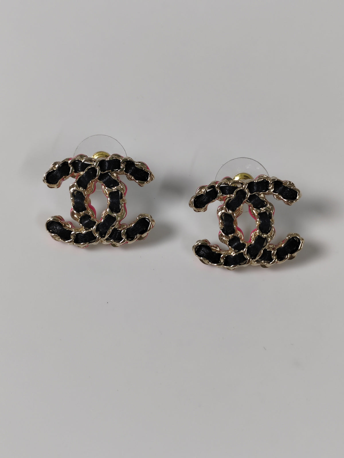 Chanel - Other - Gold-tone base metal with black and pink leather accents; precise alloy unspecified. - Multicolour