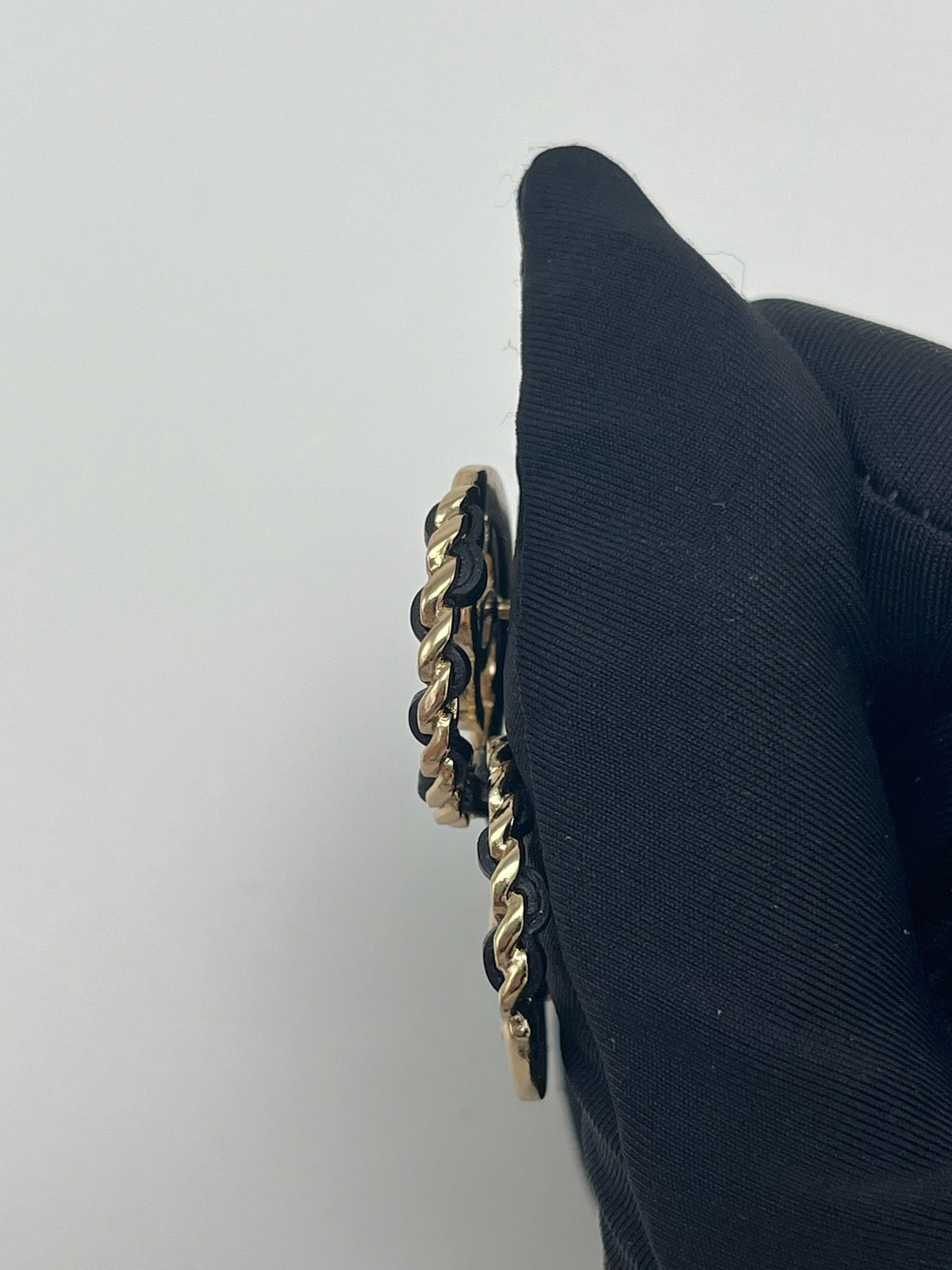 Chanel - Other - Gold-tone base metal with black leather interwoven through the chain links. - Multicolour