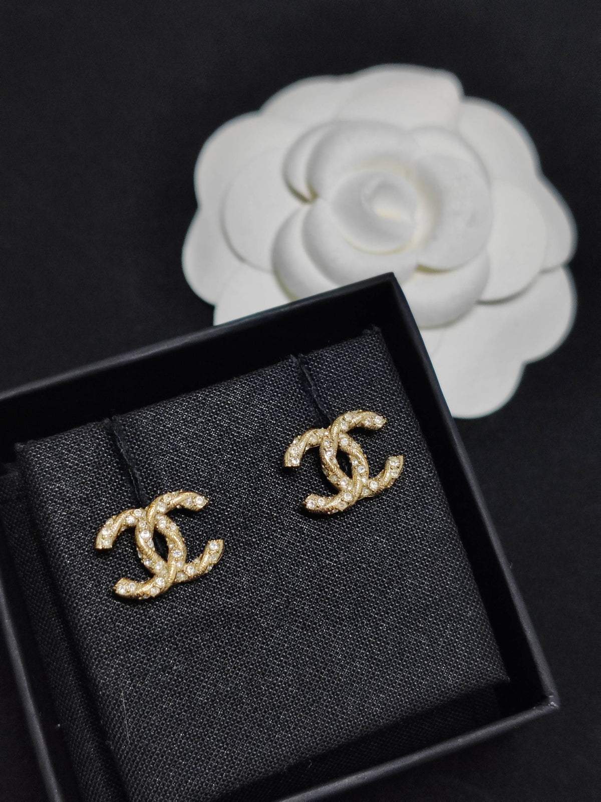 Chanel - Other - Gold-tone base metal with clear crystal embellishments. - Gold