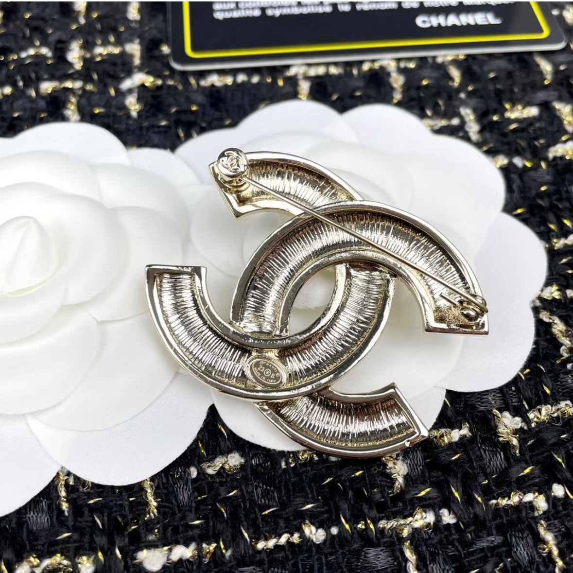 Chanel - Other - Gold-tone base metal with clear glass rhinestones - Gold