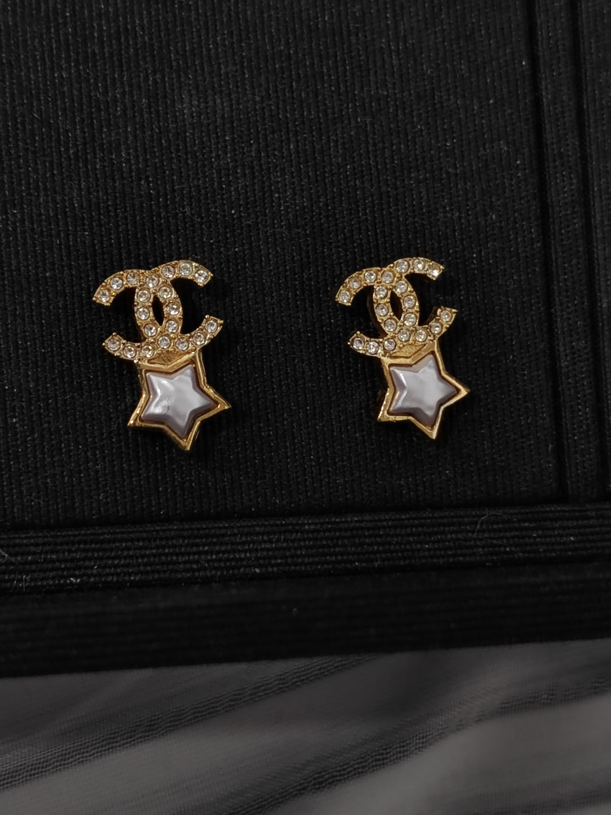 Chanel - Other - Gold-tone base metal with clear rhinestone accents and imitation pearl details. - Gold