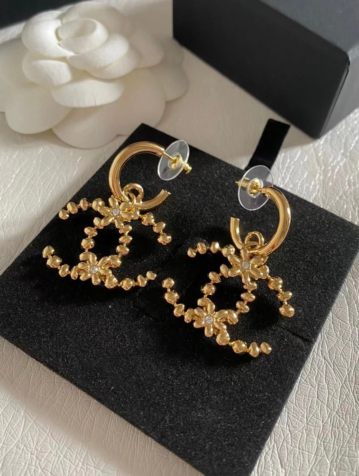 Chanel - Other - Gold-tone base metal with clear rhinestone accents - Gold
