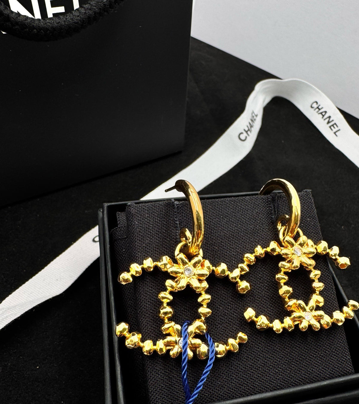 Chanel - Other - Gold-tone base metal with clear rhinestone accents - Gold