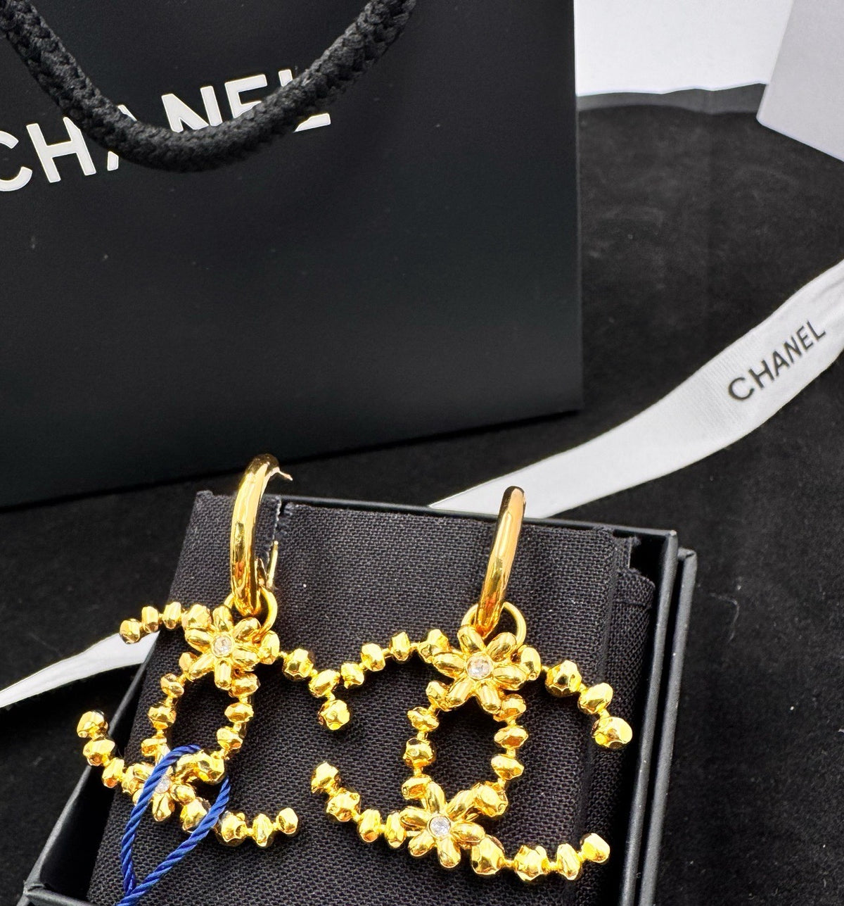 Chanel - Other - Gold-tone base metal with clear rhinestone accents - Gold