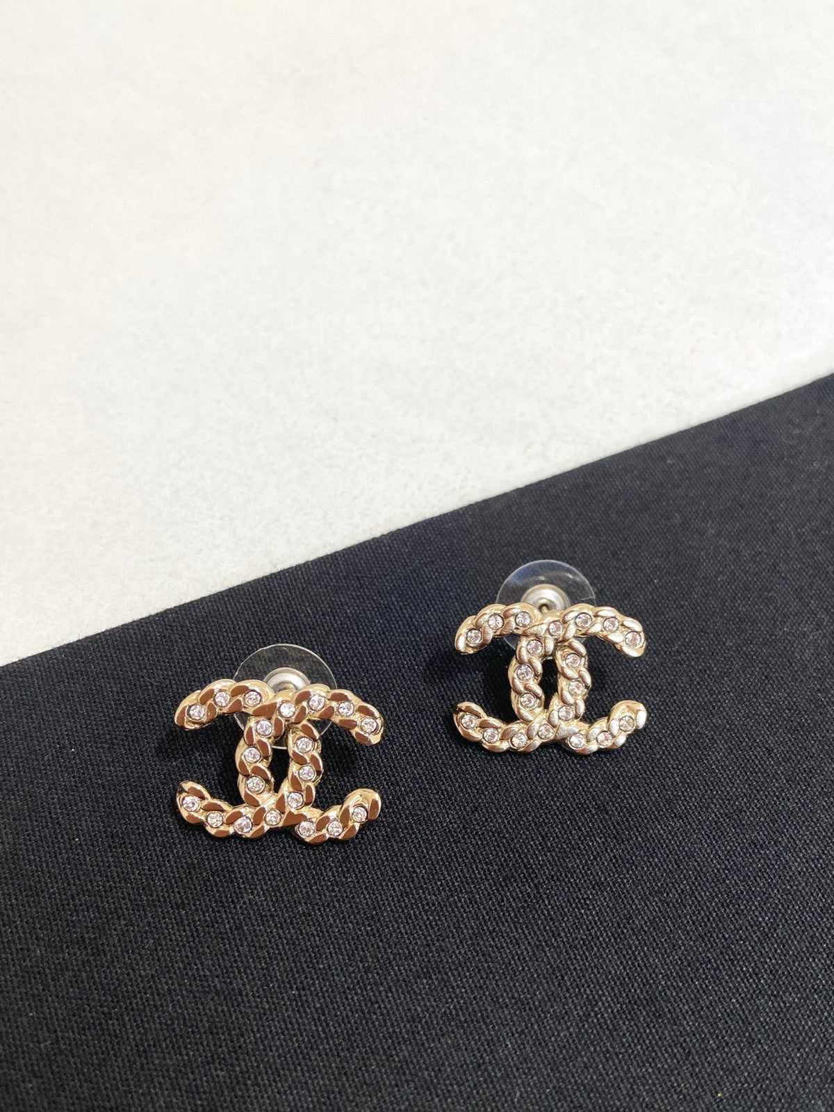 Chanel - Other - Gold-tone base metal with clear rhinestone crystals - Gold
