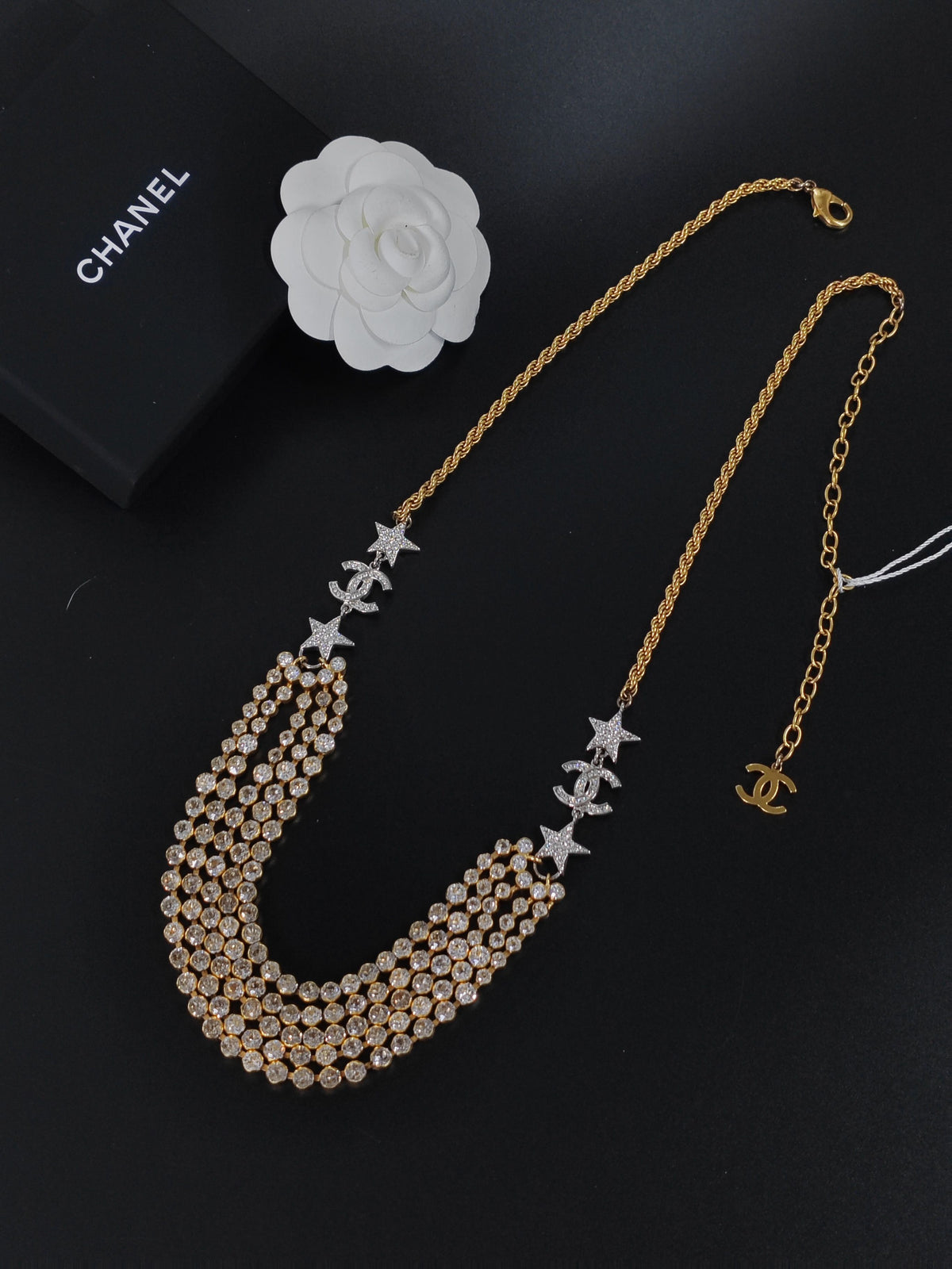 Chanel - Other - Gold-tone base metal with crystal embellishments. - Gold