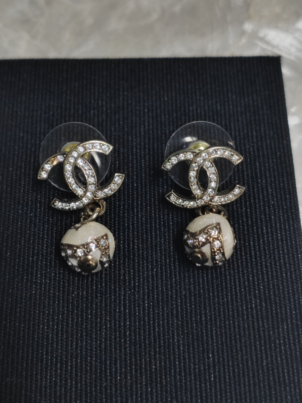 Chanel - Other - Gold-tone base metal with glass rhinestones and pale decorative bead accents. - Gold