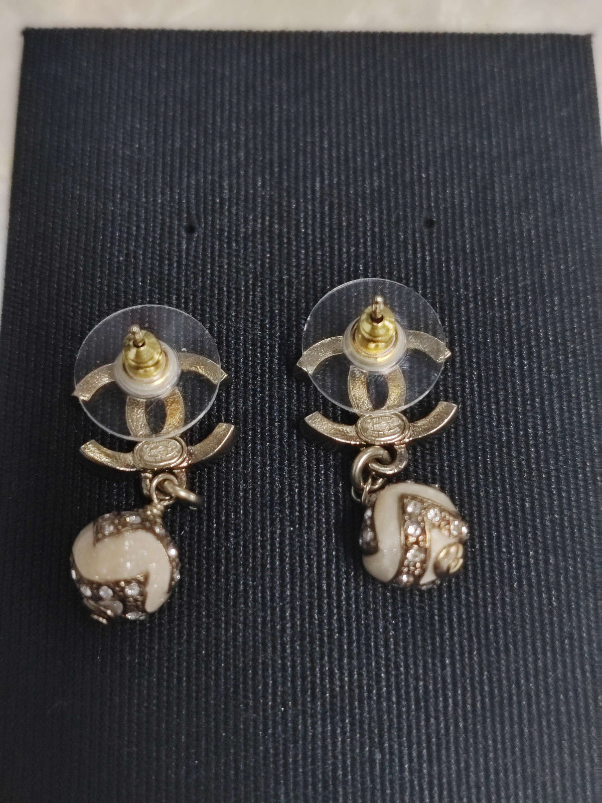 Chanel - Other - Gold-tone base metal with glass rhinestones and pale decorative bead accents. - Gold