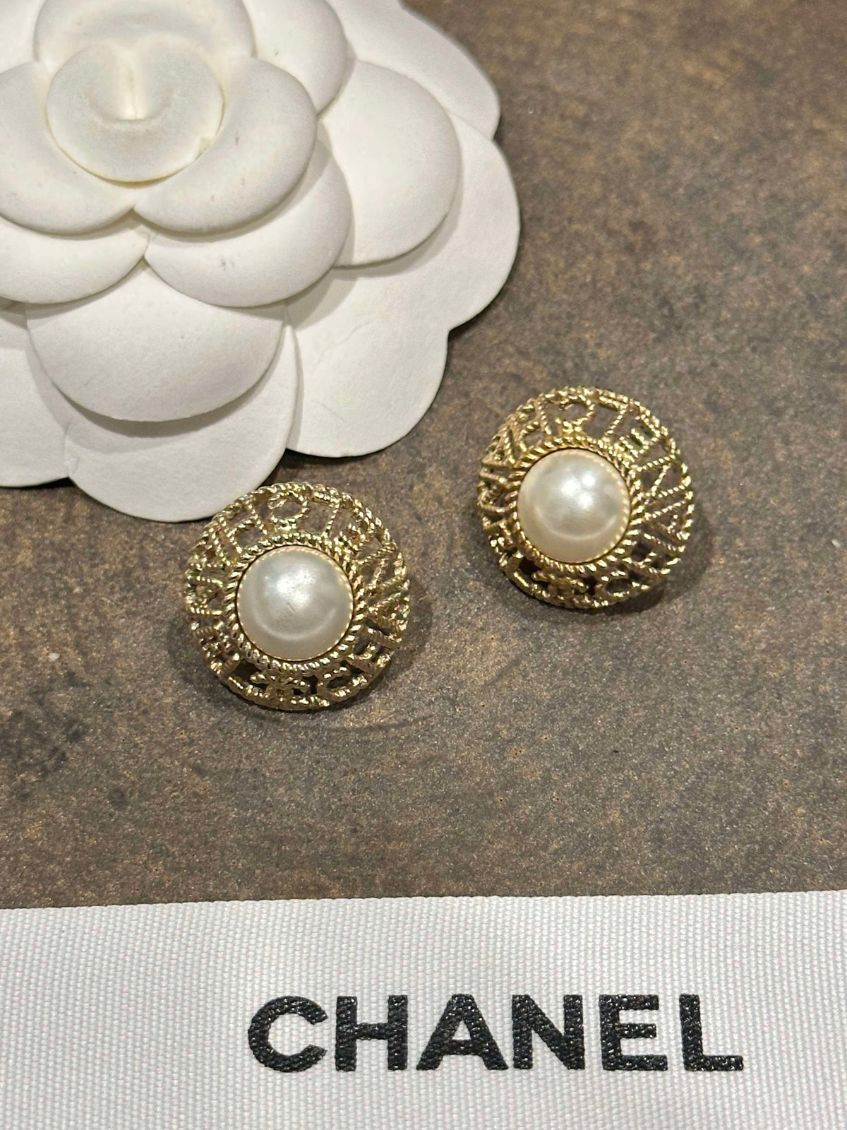 Chanel - Other - Gold-tone base metal with imitation pearl accents. - Gold