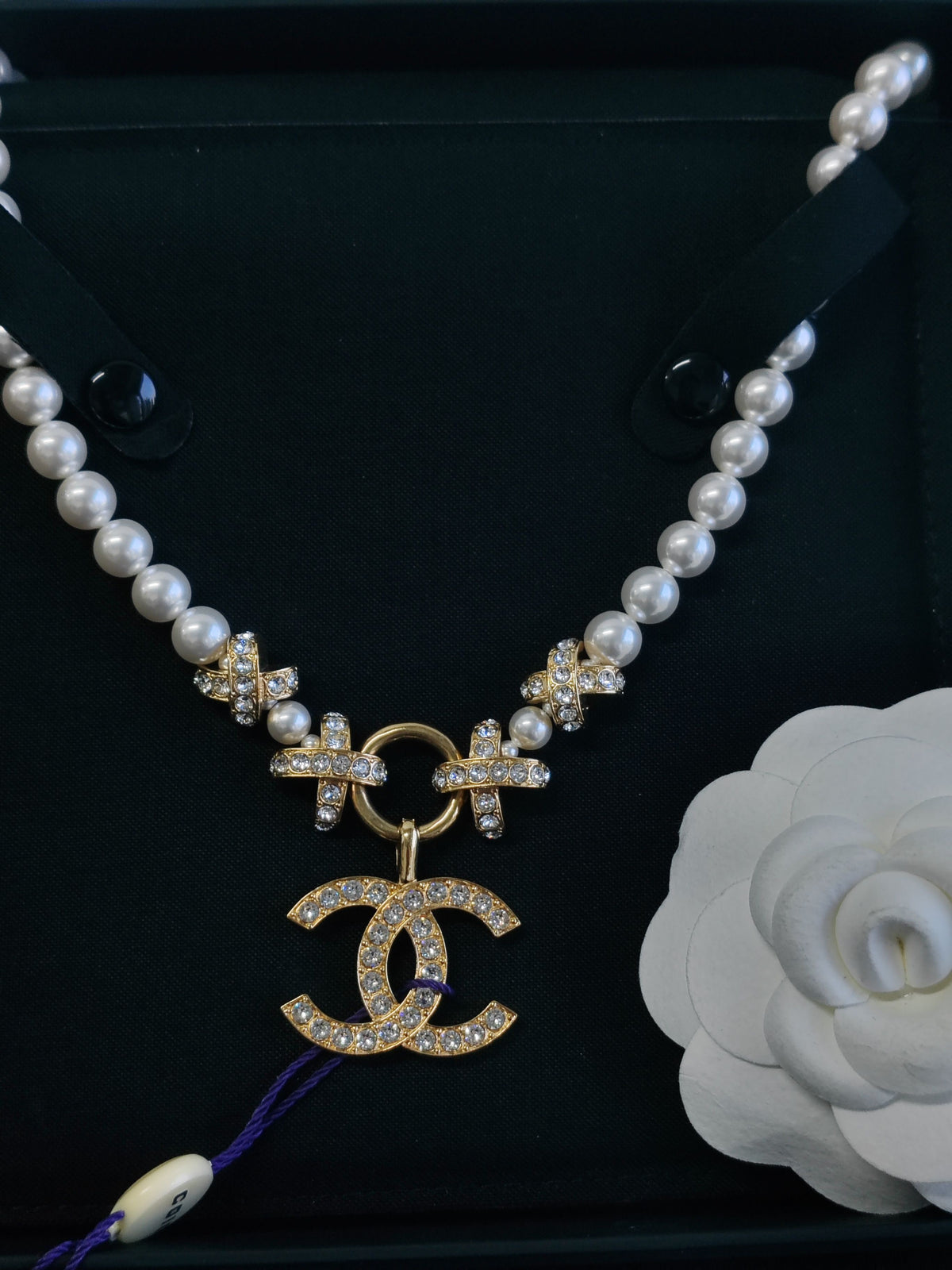 Chanel - Other - Gold-tone base metal with imitation pearls and glass crystal embellishments. - White