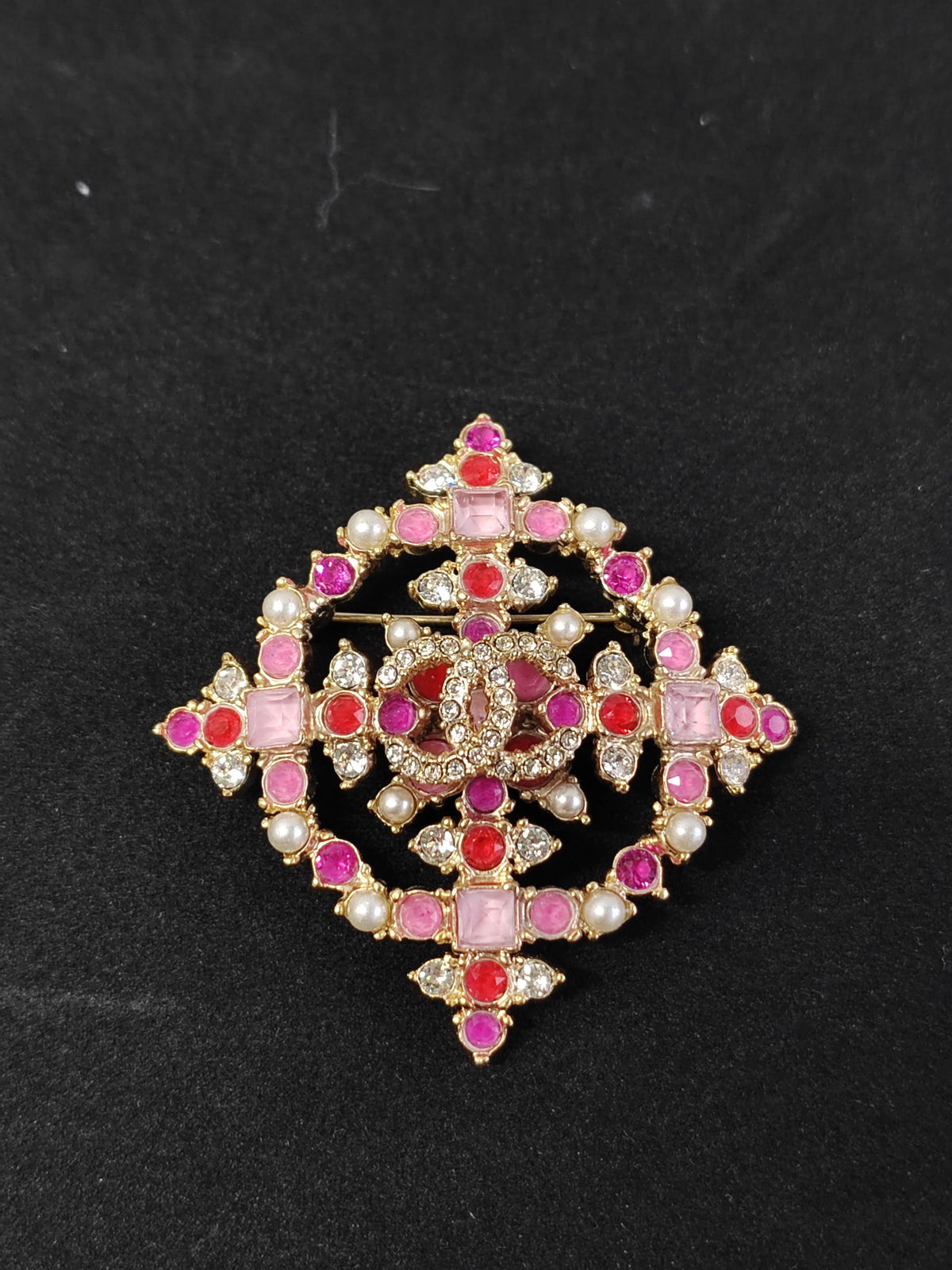 Chanel - Other - Gold-tone base metal with multicolour rhinestones and imitation pearls. - Multicolour