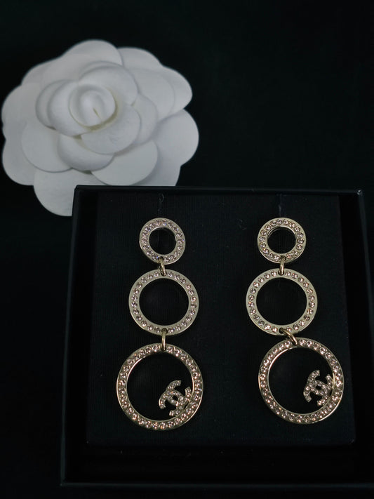Chanel - Other - Gold-tone base metal with rhinestone crystals. - Gold