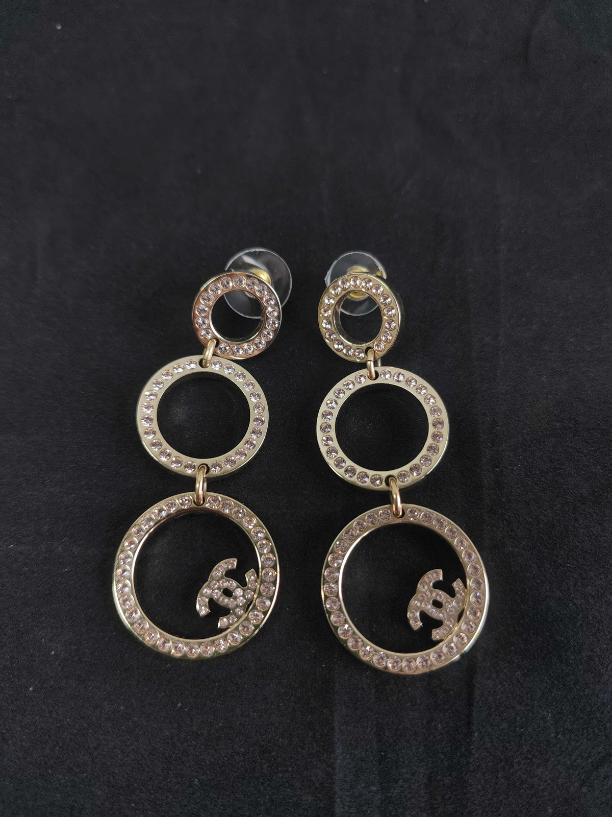 Chanel - Other - Gold-tone base metal with rhinestone crystals. - Gold