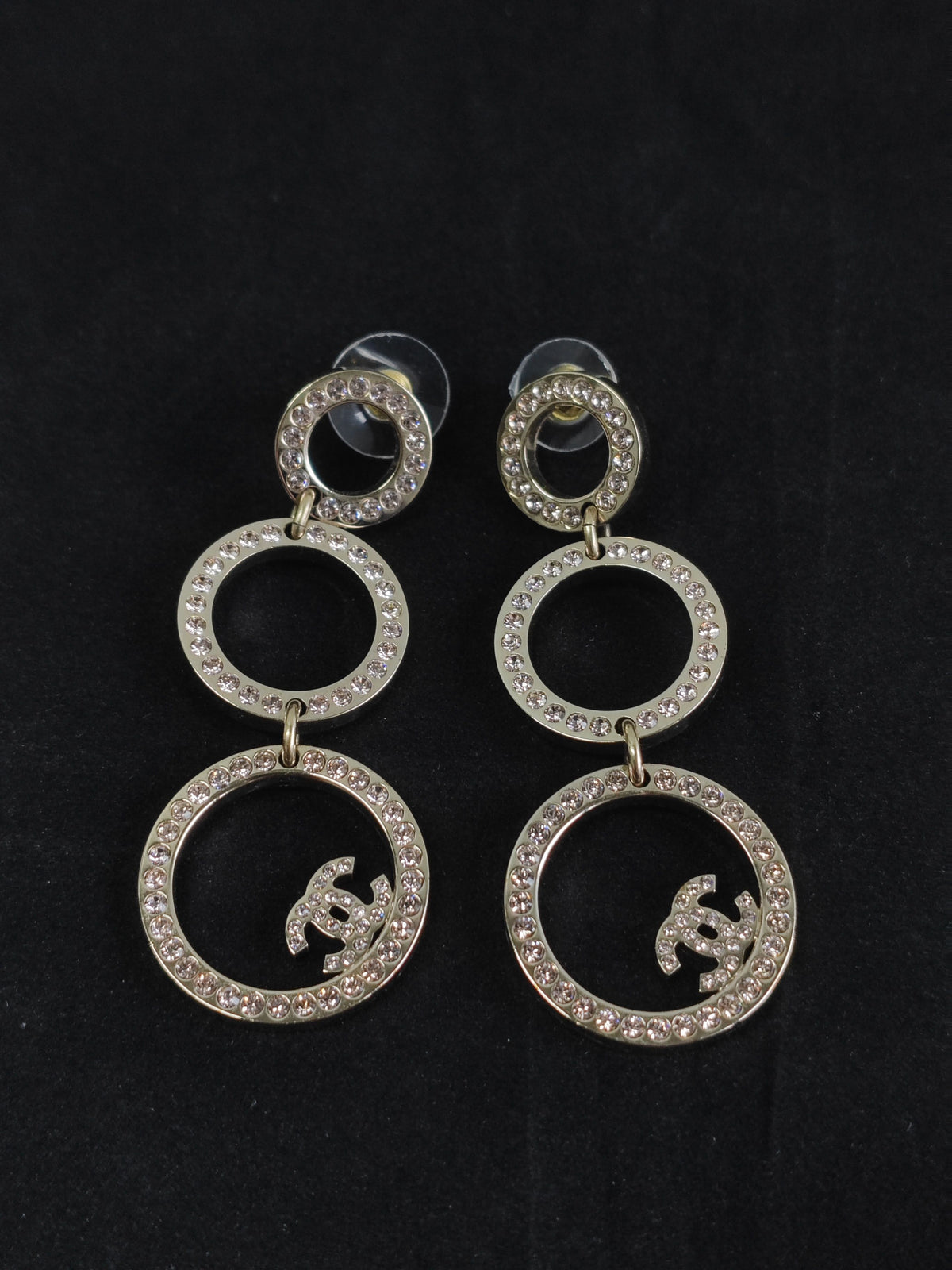 Chanel - Other - Gold-tone base metal with rhinestone crystals. - Gold