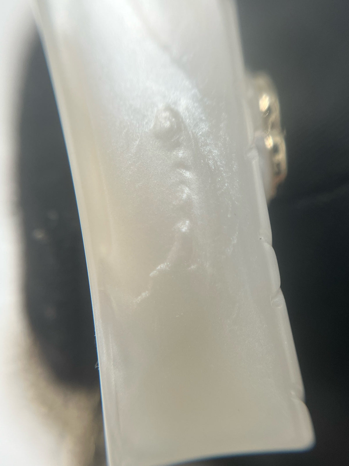 Chanel - Other - Gold-tone metal chain and hardware with a pearlescent white resin pendant. - White - (One size)