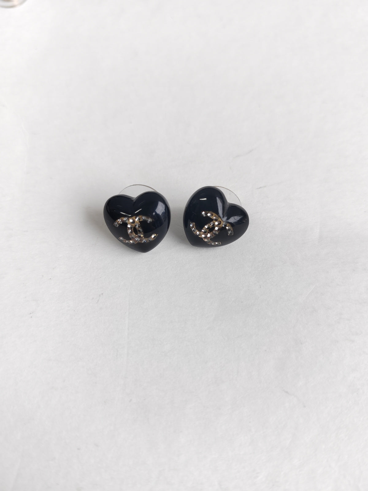 Chanel - Other - Gold-tone metal components with black acrylic or resin and rhinestone embellishment - Black